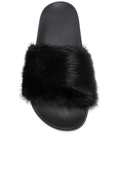 givenchy fur slides black